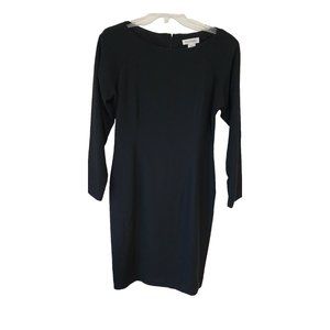 Vintage Ann Taylor Black Dress Size 8 Bodycon Long Sleve Zip Back Lined Classic
